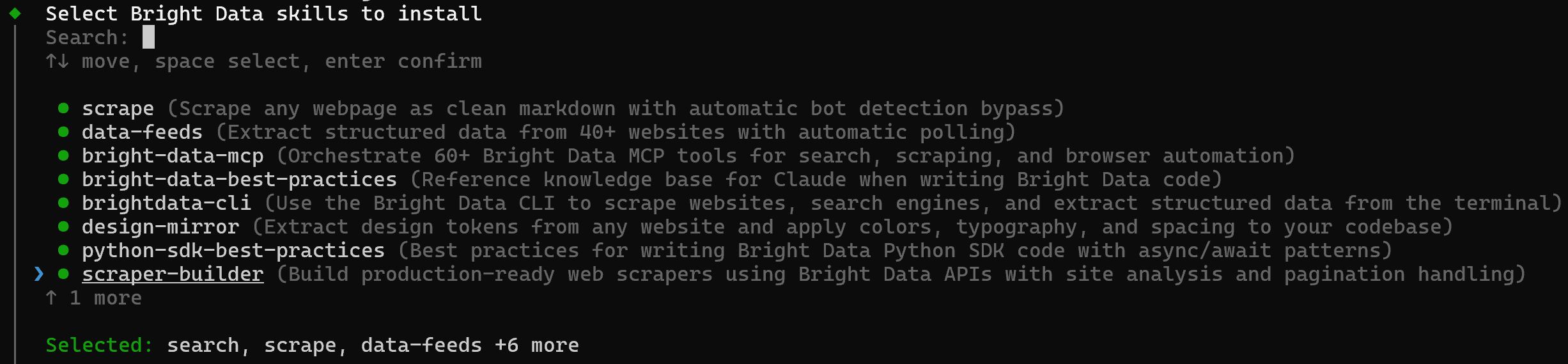 选择所有 Bright Data 技能