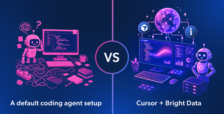 Cursor + Bright Data 与默认编程智能体配置对比