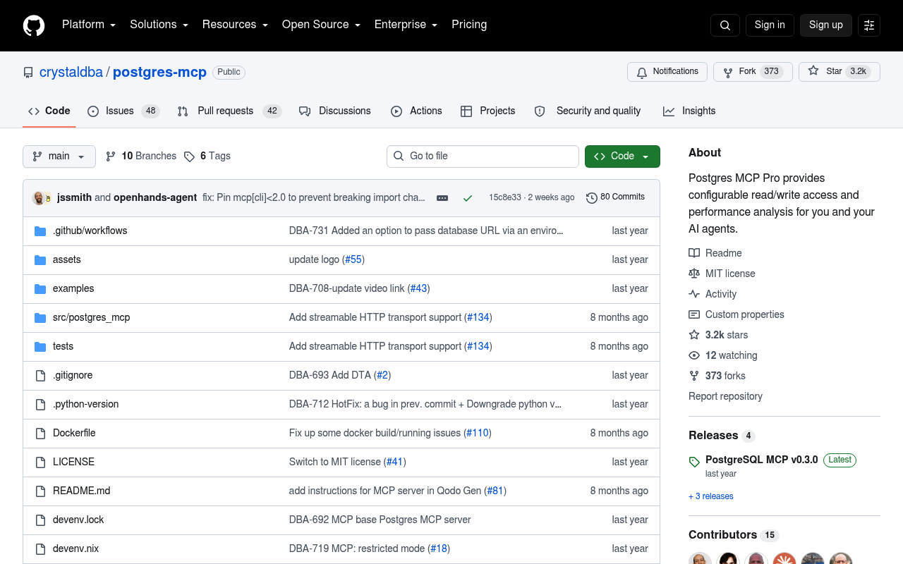 Postgres MCP Pro 代码仓库，列出索引调优、查询计划和数据库健康状况工具